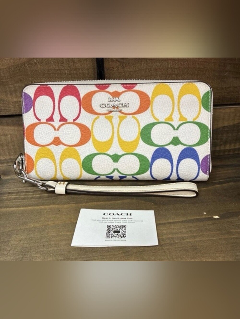 NWT Coach Long Zip Around Wallet in Rainbow Signature Canvas (Style No. C4537) - Picture 3 of 11